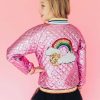 Girls * | Lola + The Boys Bubble Gum Rainbow Quilted Bomber Girls