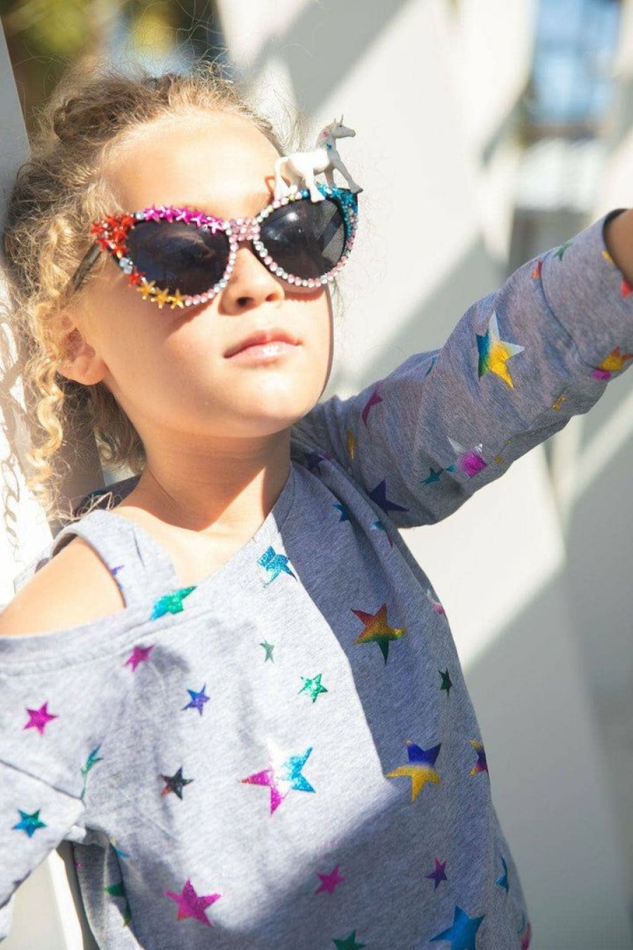 Accessories * | Lola + The Boys Crystal Cat Eye Unicorn Sunnies Girls