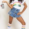 Girls * | Lola + The Boys Rainbow Buttons Denim Shorts New Arrivals