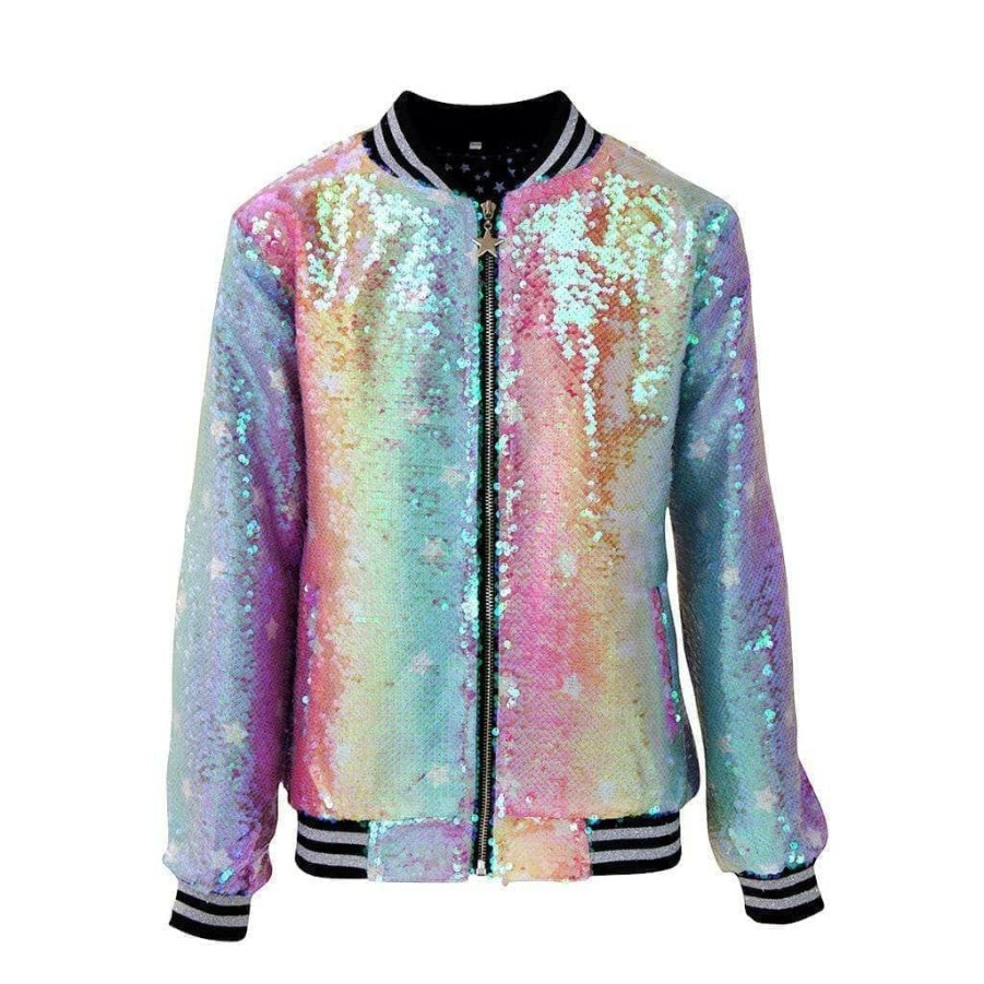 Girls * | Lola + The Boys Care Bears Cheer Bear Sequin Bomber New Arrivals