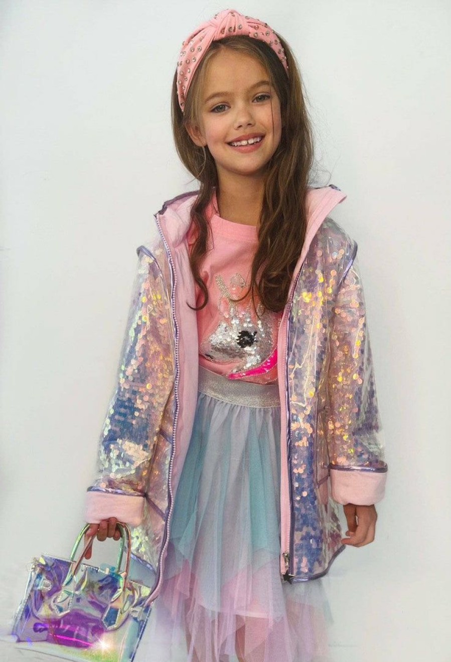 Girls * | Lola + The Boys Paillette Magic Rain Jacket