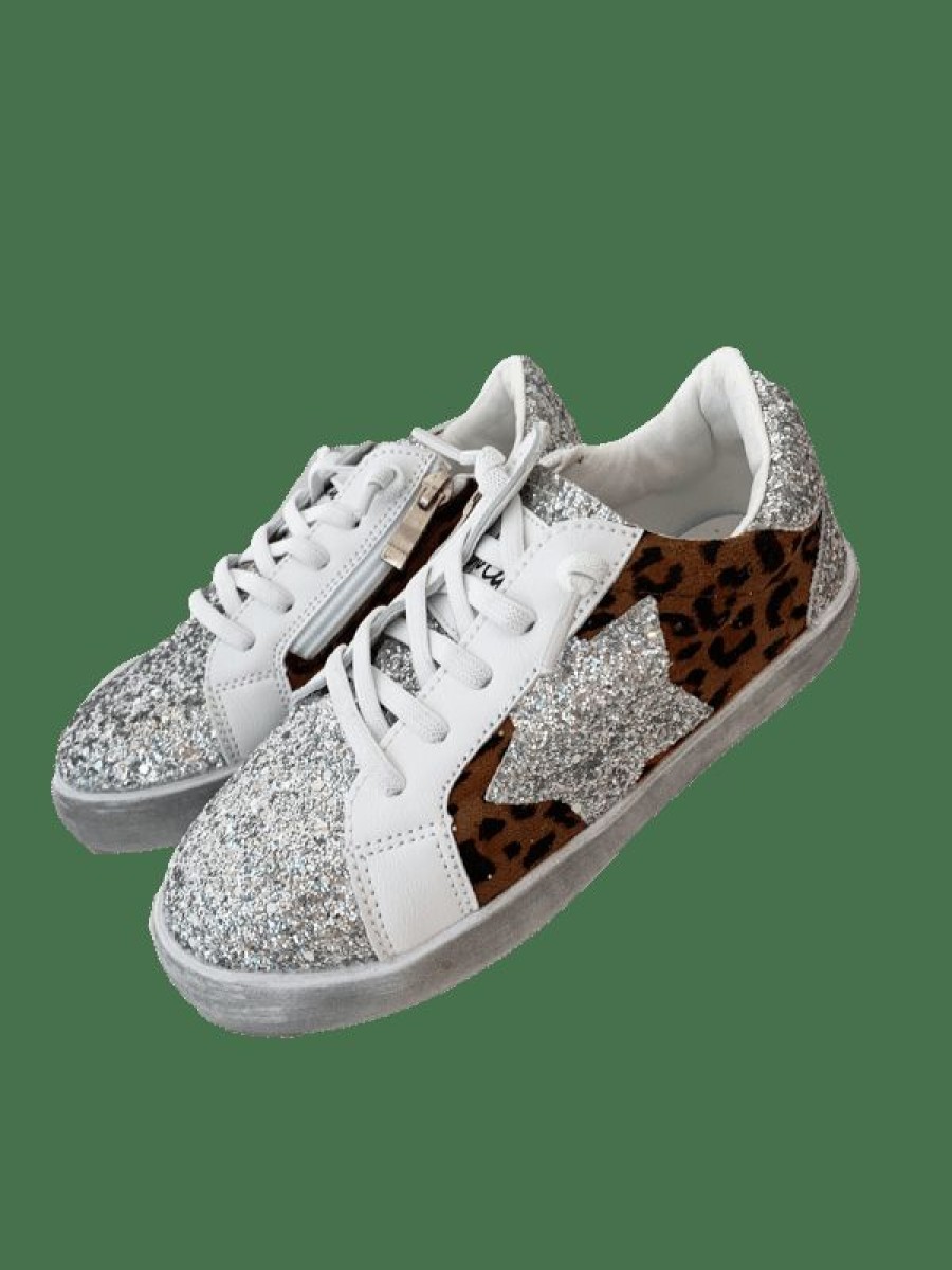 Girls * | Lola + The Boys Cheetah Glitter Star Sneaker