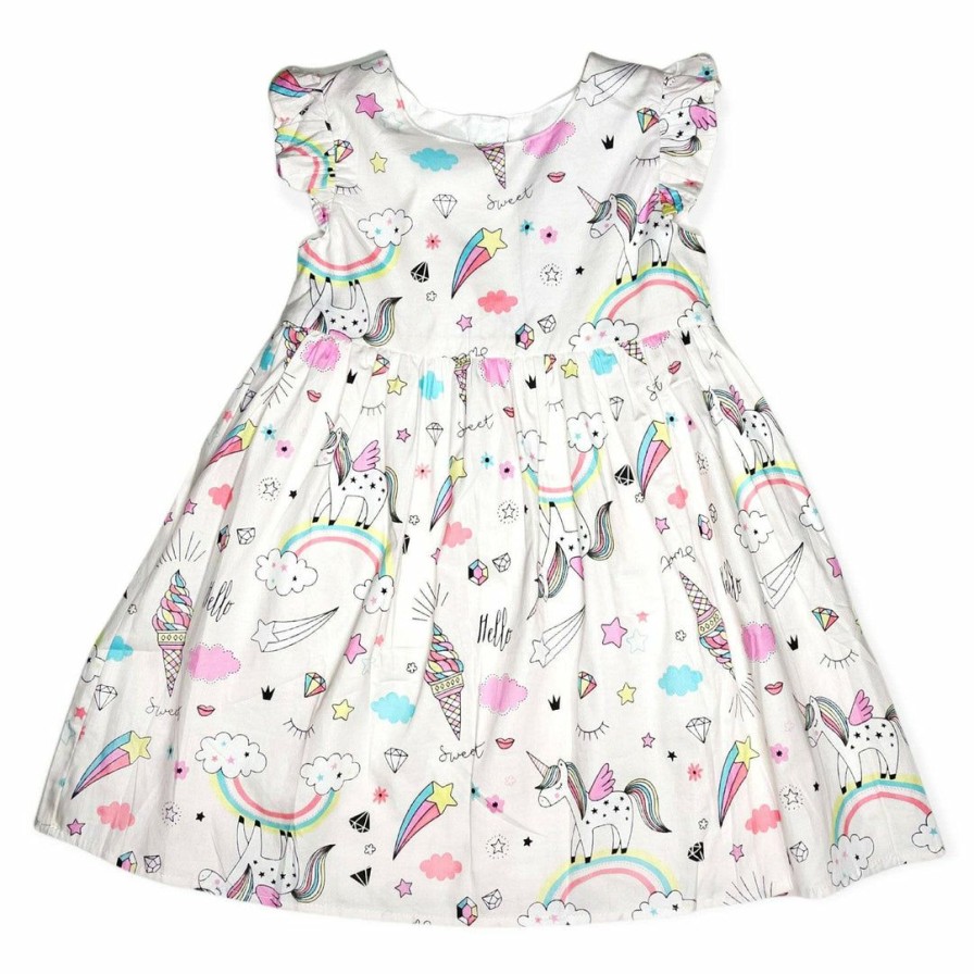 Girls * | Lola + The Boys Unicorns And Ice Cream Cones Dress