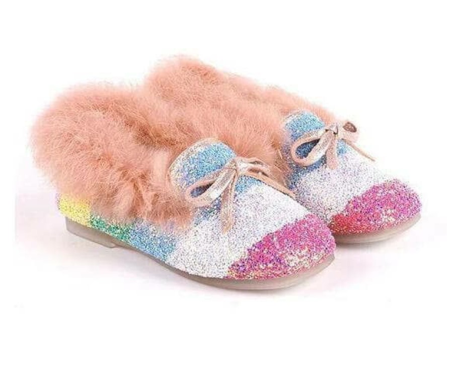 Girls * | Lola + The Boys Girls Glitter Faux Fur Stripe Loafer