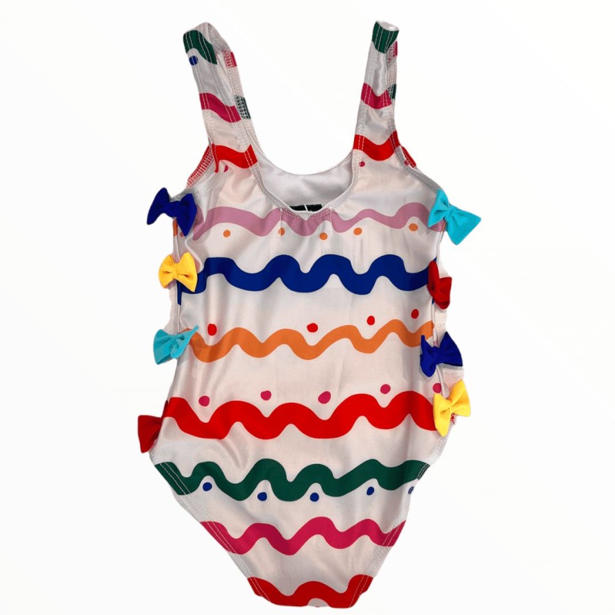 Girls * | Lola + The Boys Bows And Waves Swimsuit