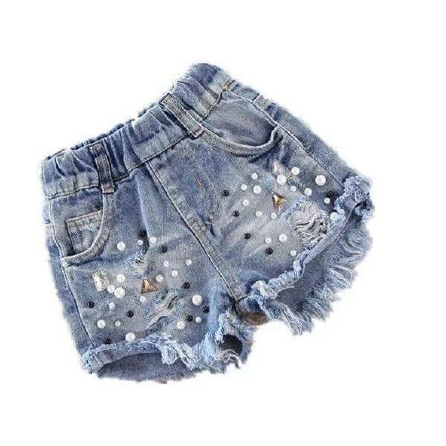 Girls * | Lola + The Boys Rockstar Studded Denim Shorts