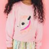 Girls * | Lola + The Boys Girls Fancy Unicorn Pink Sweatshirt