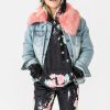 Girls * | Lola + The Boys Distressed Faux Fur Denim Girls