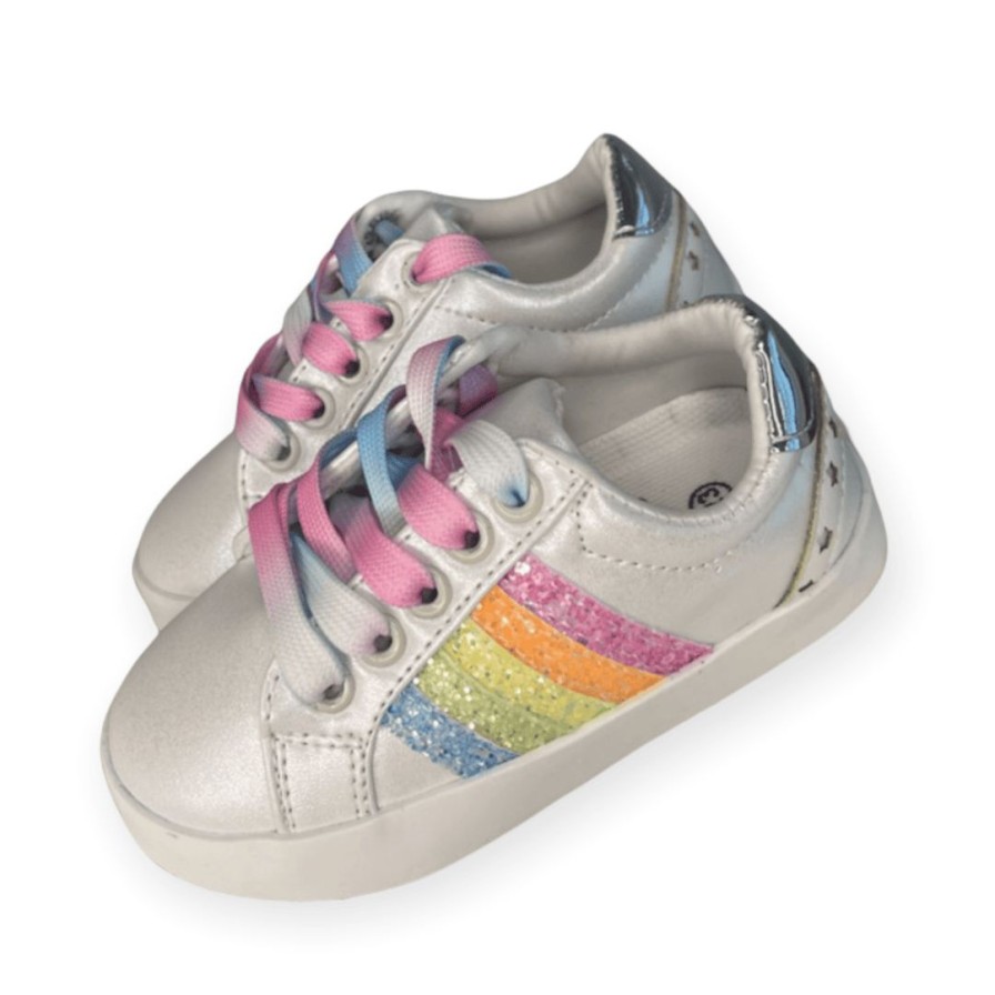 Girls * | Lola + The Boys Girls Rainbow Striped Sneakers