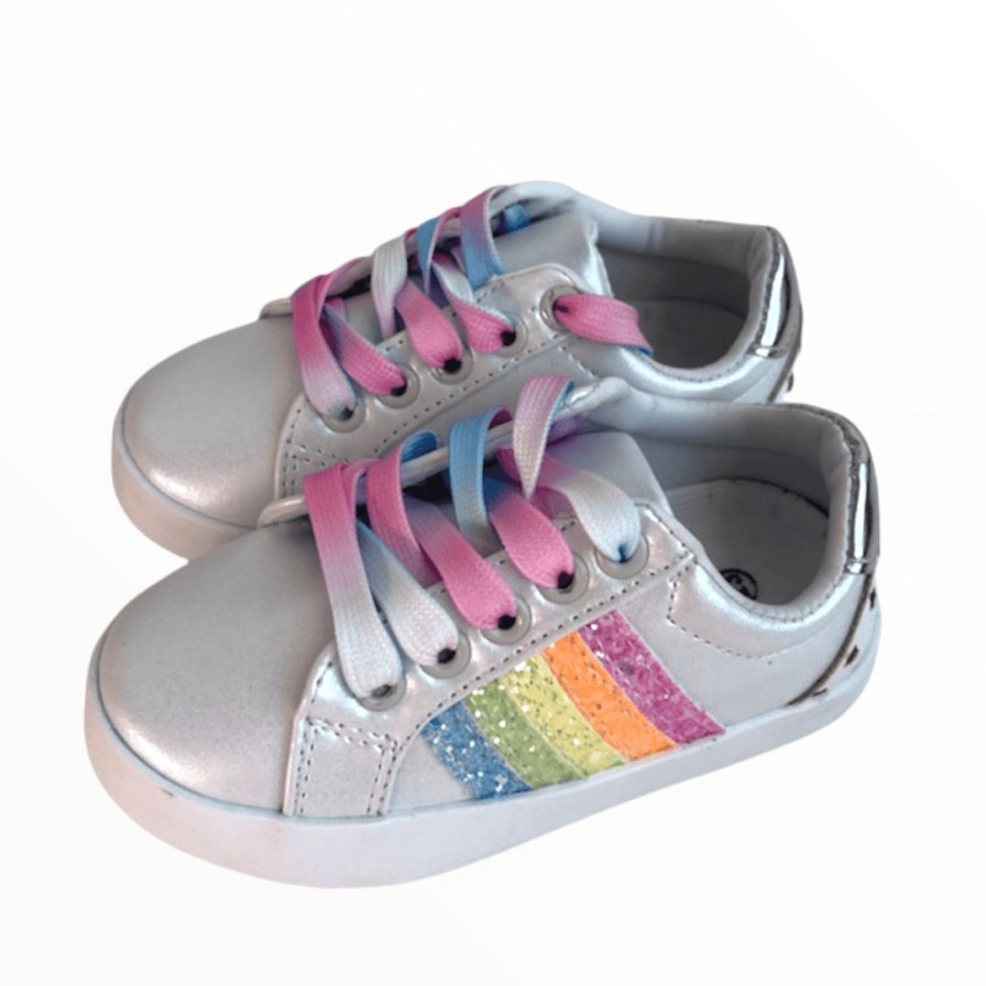 Girls * | Lola + The Boys Girls Rainbow Striped Sneakers