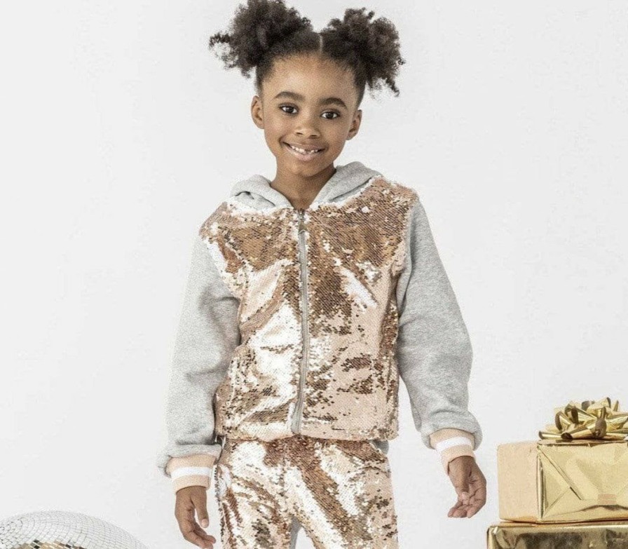 Girls * | Lola + The Boys Goldie Flip Sequin Hoodie Girls