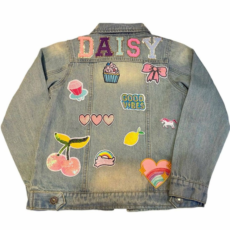 Girls * | Lola & The Boys Girls Customizable Patch Jacket Denim