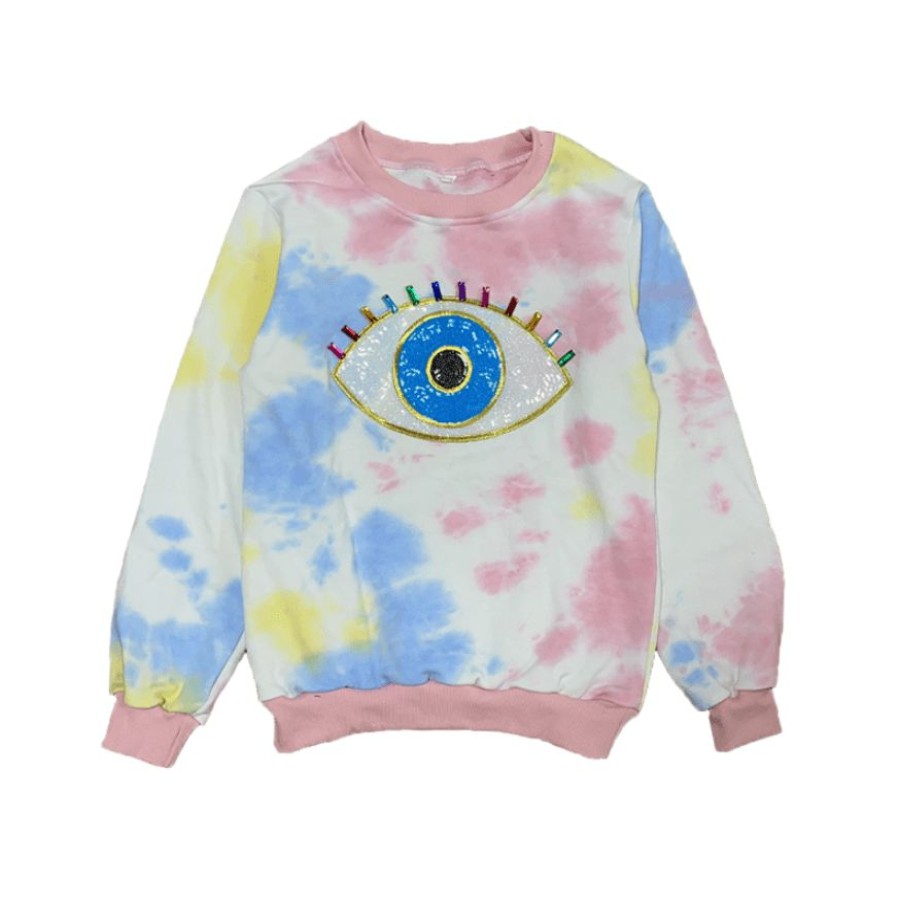 Girls * | Lola + The Boys Evil Eye Tie Dye Sweatshirt Girls