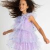 Girls * | Lola + The Boys Foil Hearts Tulle Dress New Arrivals Lavender