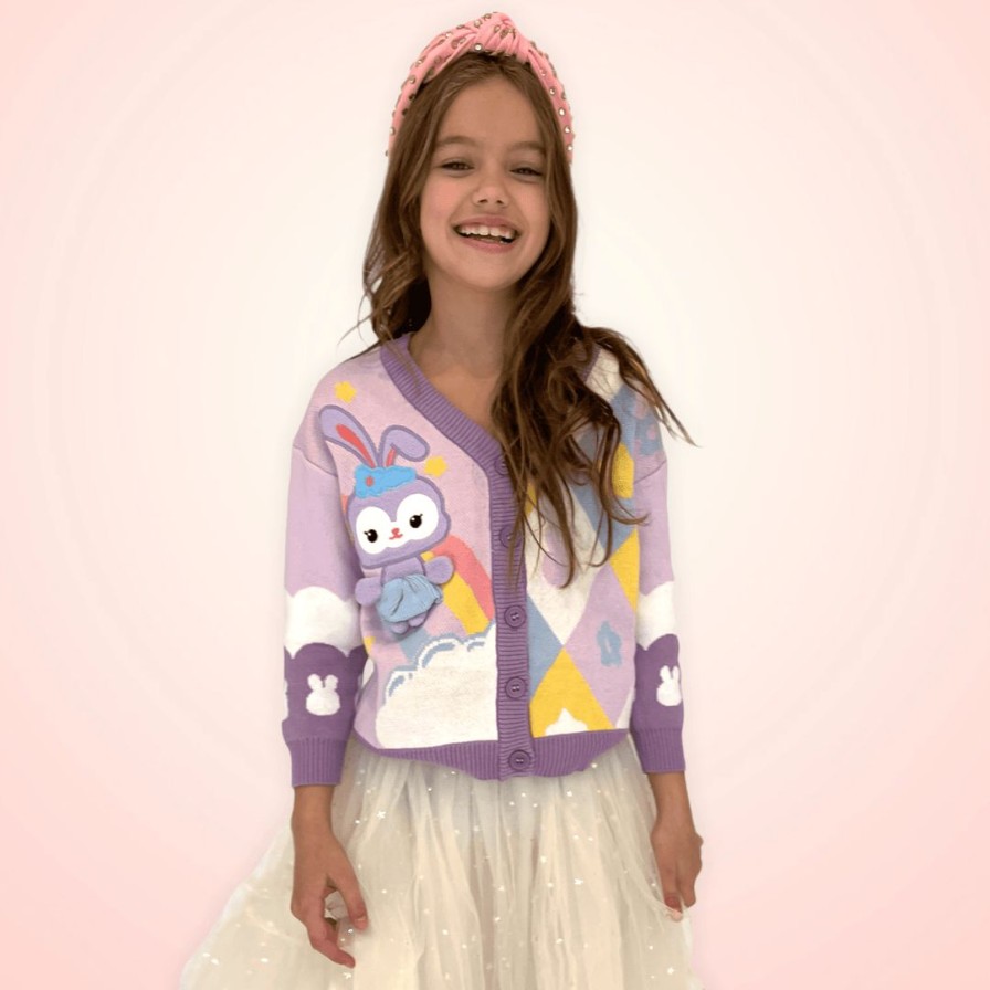 Girls * | Lola And The Boys New Arrivals Retro Bunny Cardigan