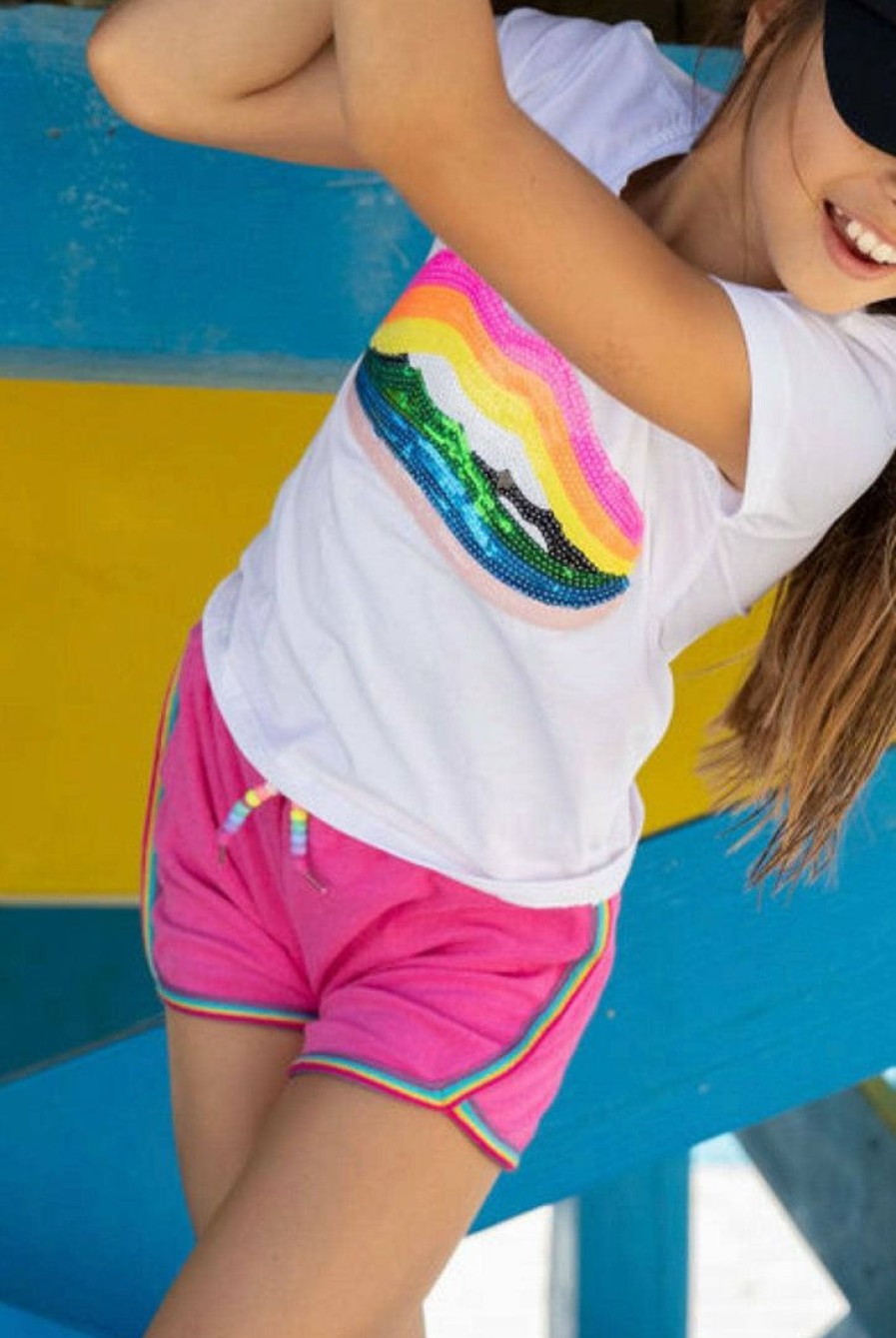 Girls * | Lola + The Boys Towel Beaded Racer Shorts Girls