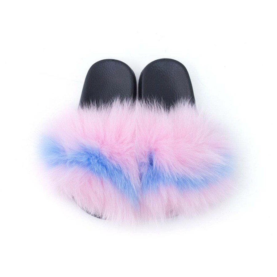 Girls * | Lola + The Boys Cotton Candy Faux Fur Slides Girls Pink