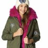 Girls * | Lola & The Boys Girls Pink Patched Parka Army Green