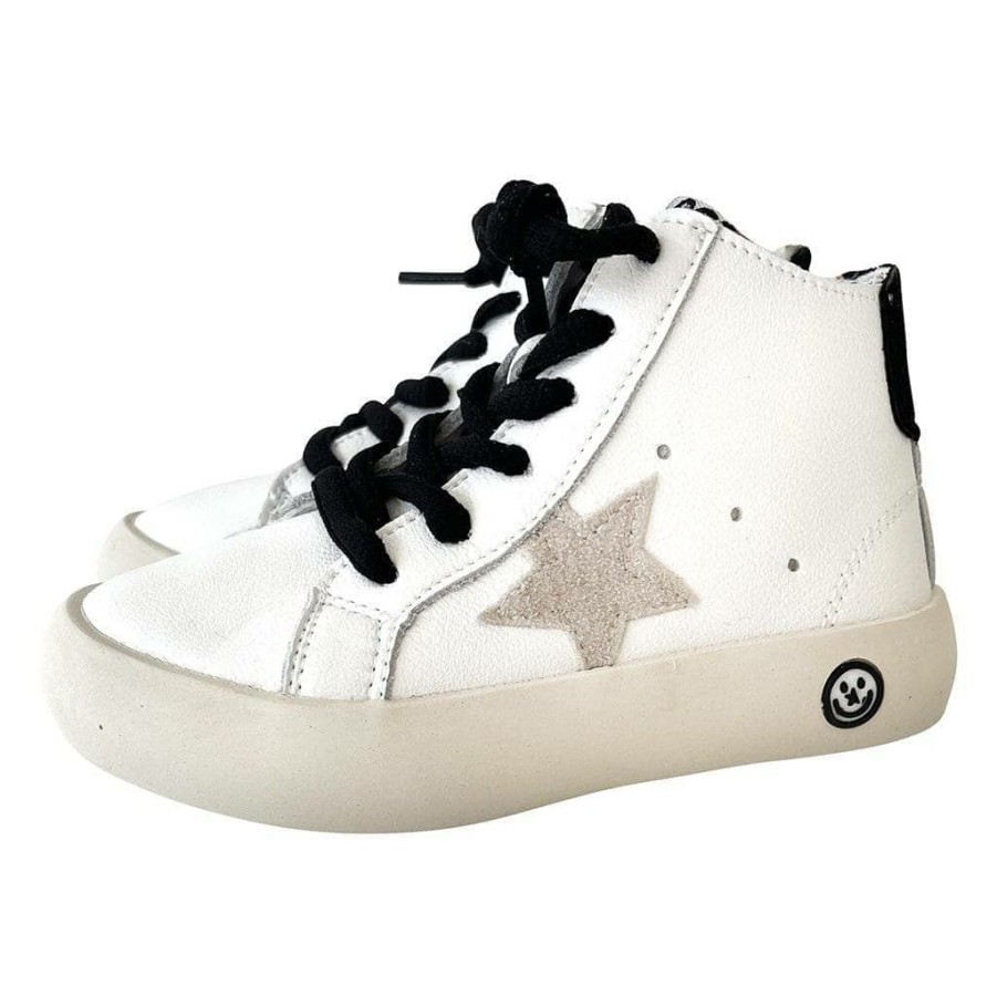 Girls * | Lola + The Boys Girls Black Happy High-Top Sneaker