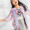 Girls * | Lola + The Boys Girls Cotton Candy Sequin Bomber