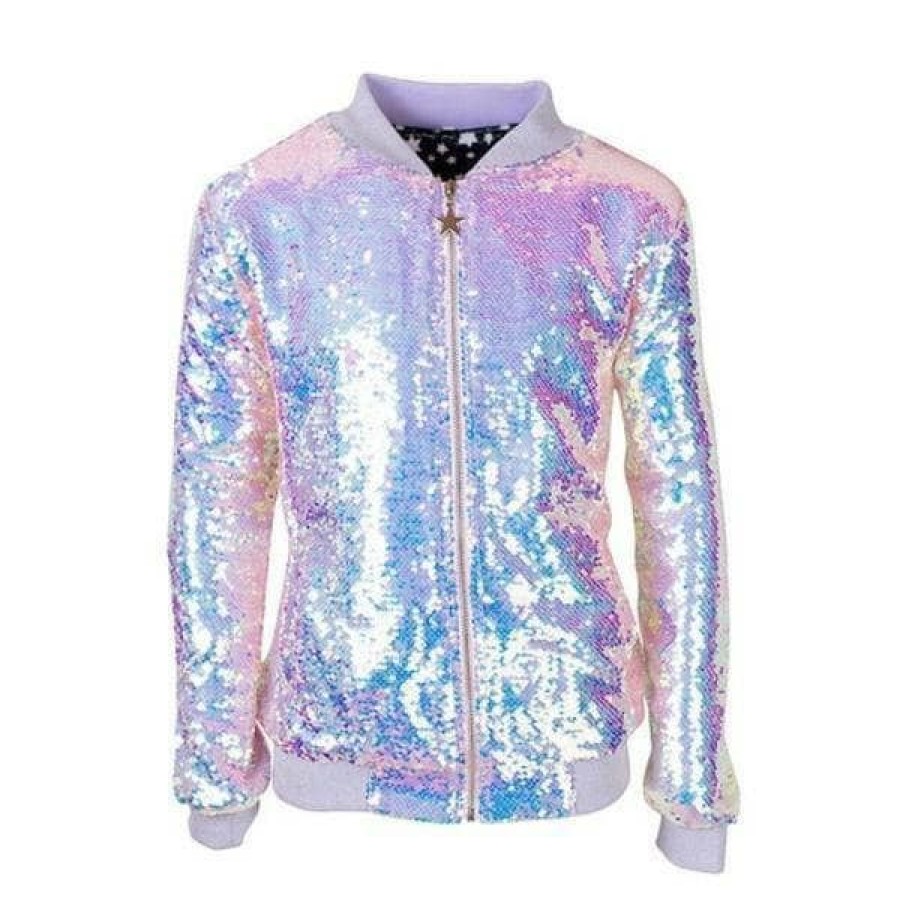 Girls * | Lola + The Boys Girls Cotton Candy Sequin Bomber