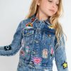 Girls * | Lola + The Boys Girls All About The Patch Crop Denim Jacket