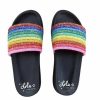 Girls * | Lola & The Boys Black Glitter Rainbow Slides