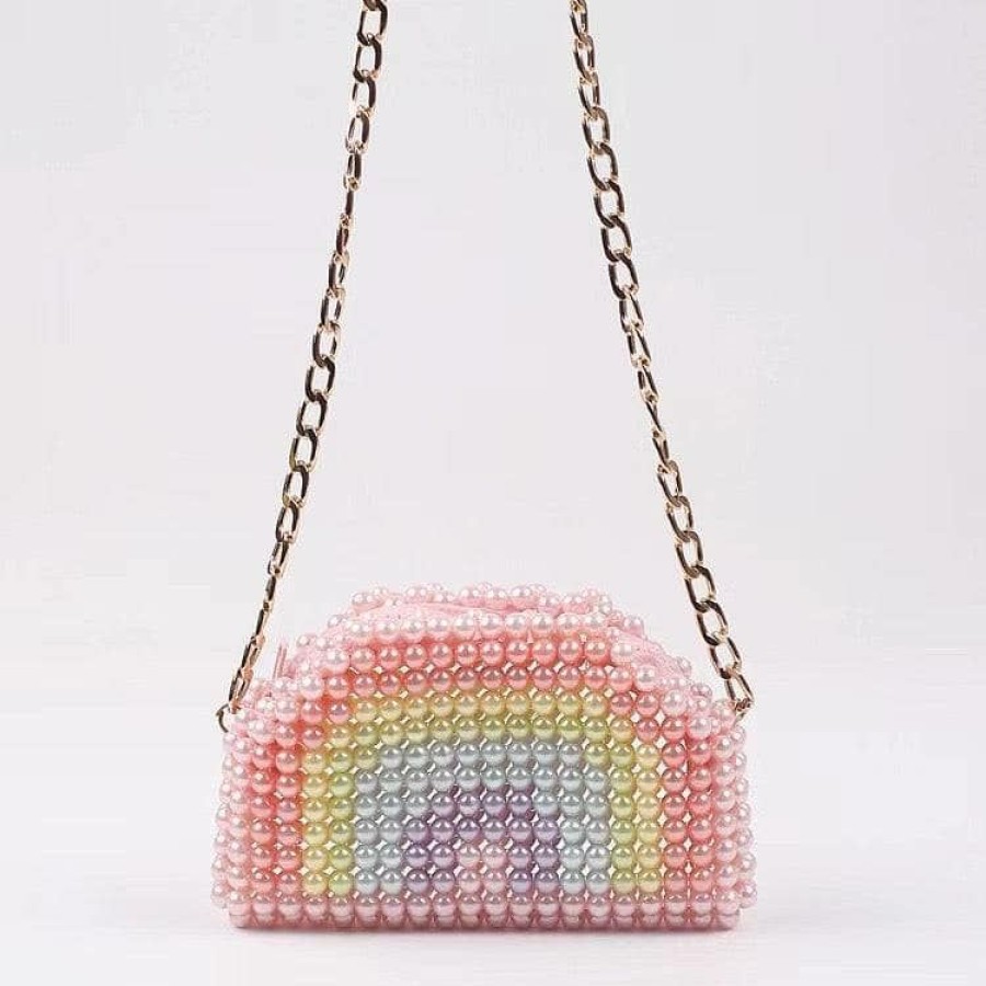 Accessories * | Lola + The Boys Rainbow Pearl Clutch New Arrivals