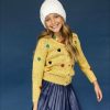 Girls * | Lola + The Boys Yellow Knit & Hearts Cardigan