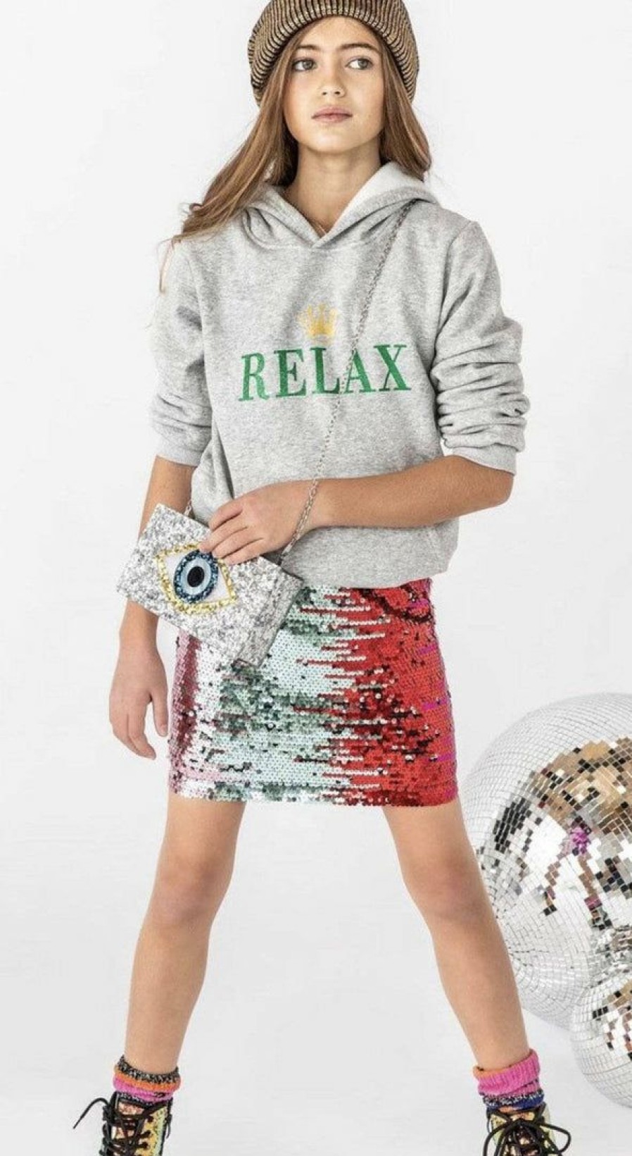 Girls * | Lola + The Boys Cherry Ombre Sequin Skirt Girls