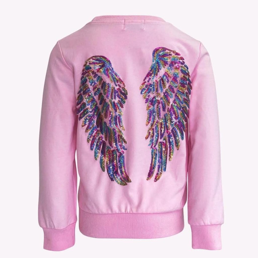 Girls * | Lola + The Boys Neon Angel Wing Long Sleeve Shirt New Arrivals