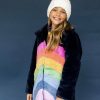 Girls * | Lola + The Boys New Arrivals Rainbow Faux Fur Midi Coat