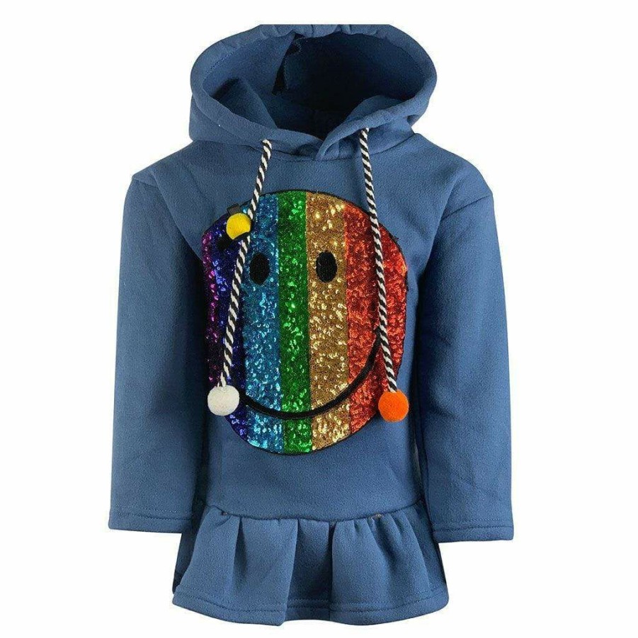 Girls * | Lola & The Boys Smiles & Poms Hoodie Blue