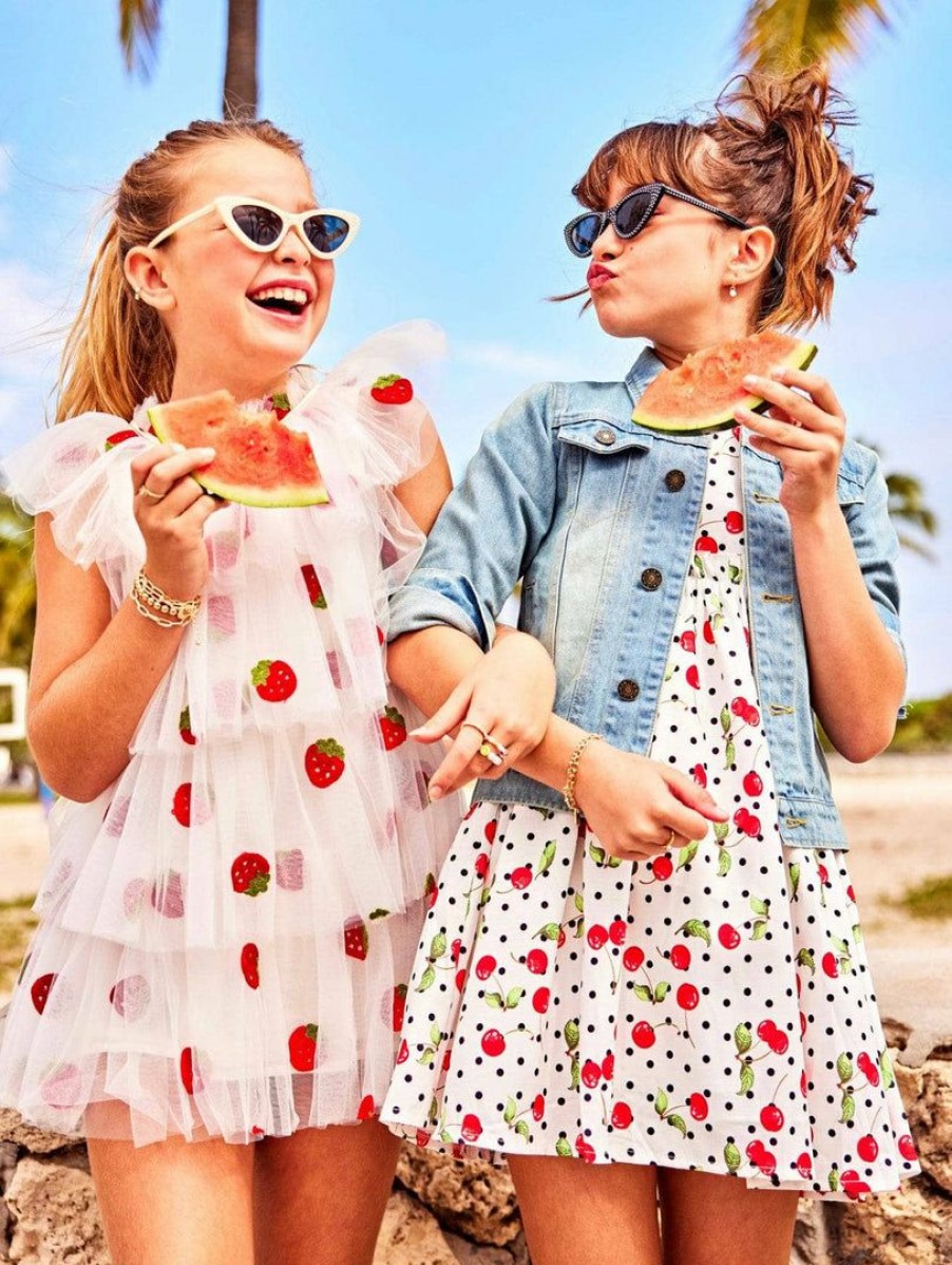 Girls * | Lola + The Boys Girls Cherry Polka Dot Dress