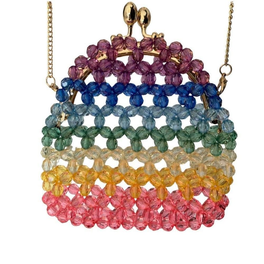 Accessories * | Lola + The Boys New Arrivals Ombre Rainbow Beaded Crossbody