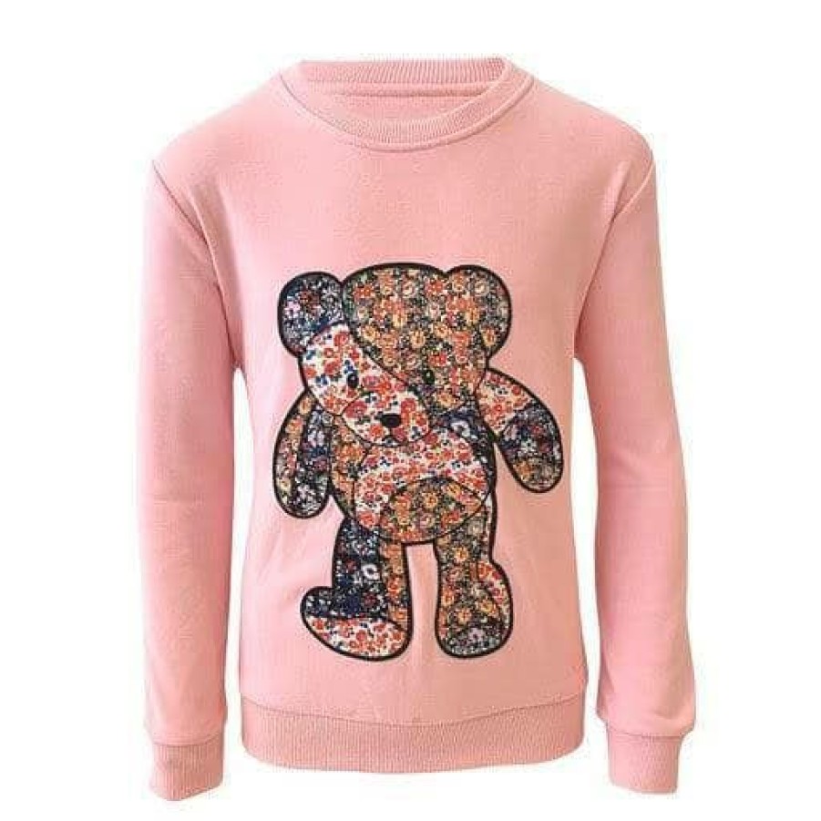 Girls * | Lola + The Boys Pink Quilted Teddy Sweatshirt Girls