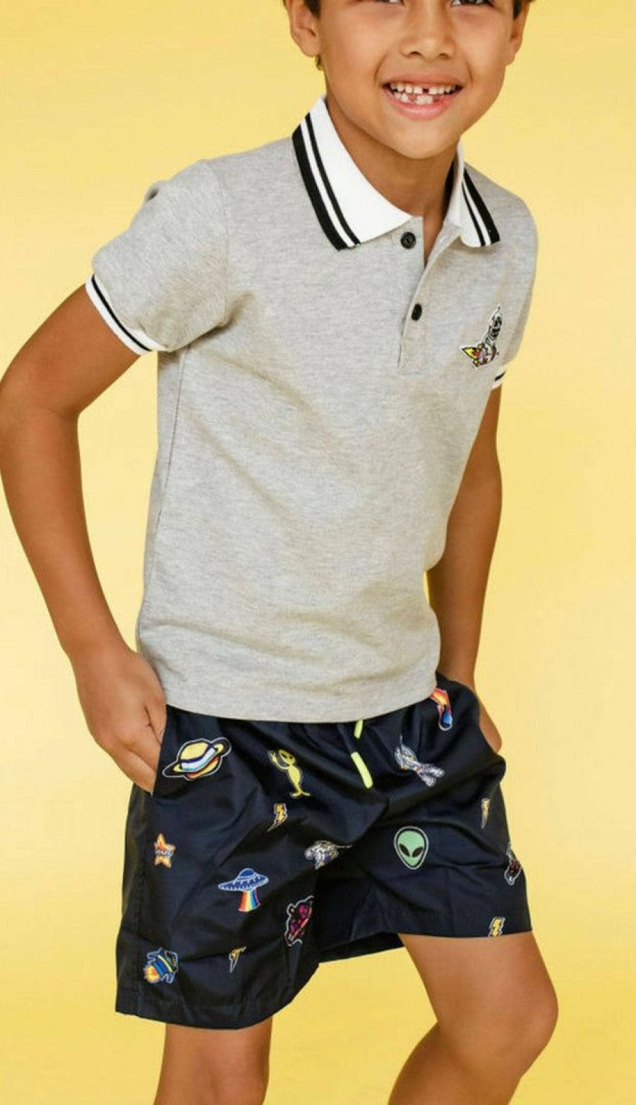 Boys * | Lola + The Boys Alien Patch Swim Trunks