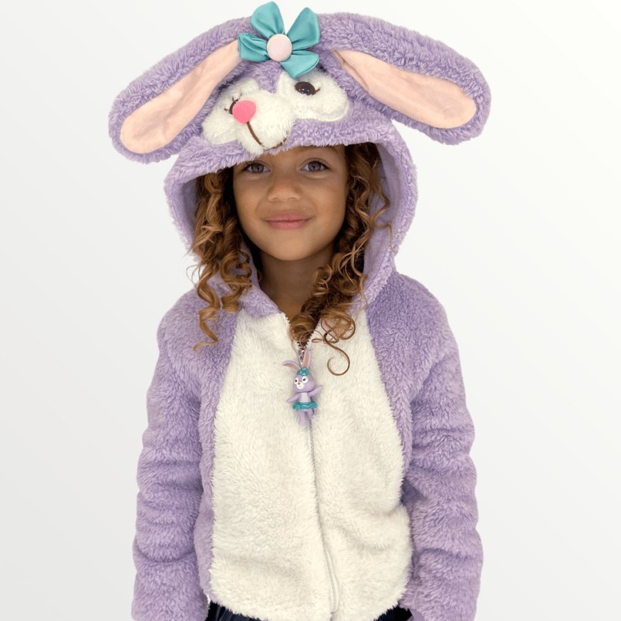 Girls * | Lola + The Boys Plush Purple Bunny Jacket New Arrivals