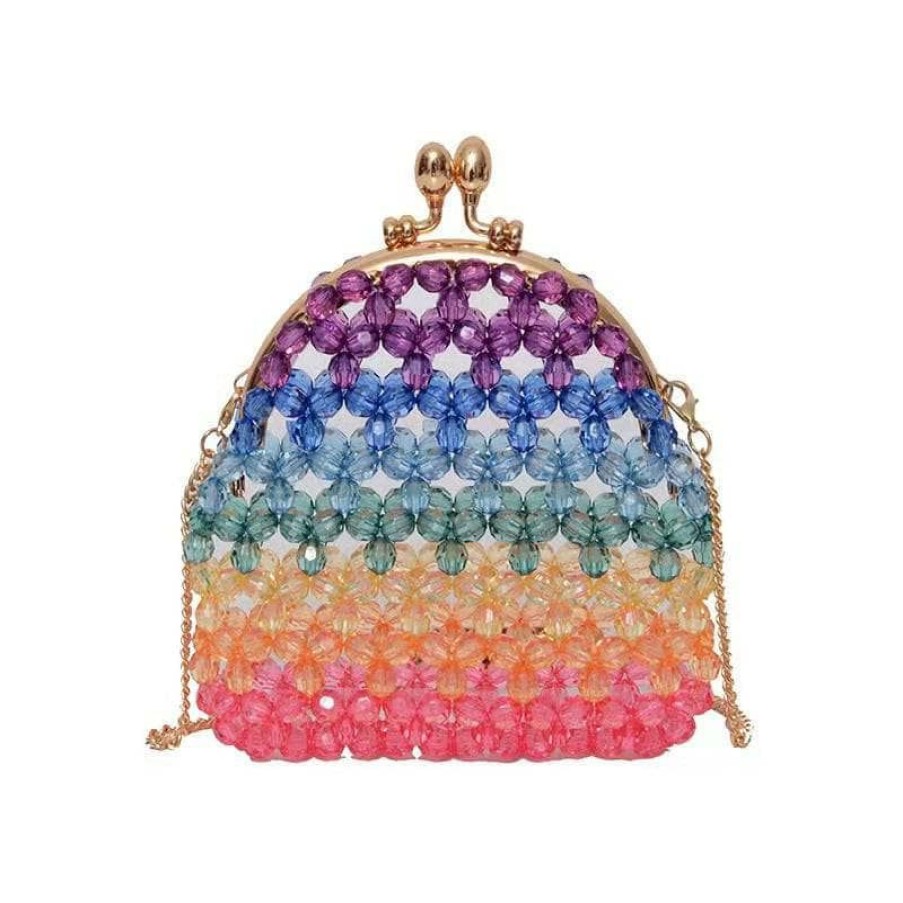 Accessories * | Lola + The Boys Handbags Rainbow Beaded Purse