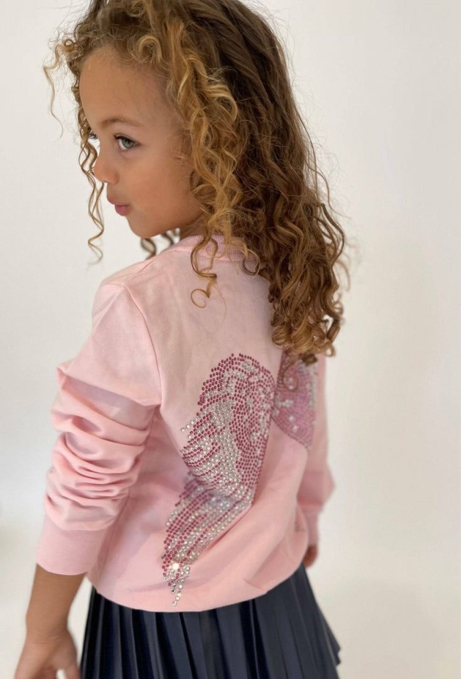 Girls * | Lola + The Boys Girls Sweet Angel Wing Sweatshirt