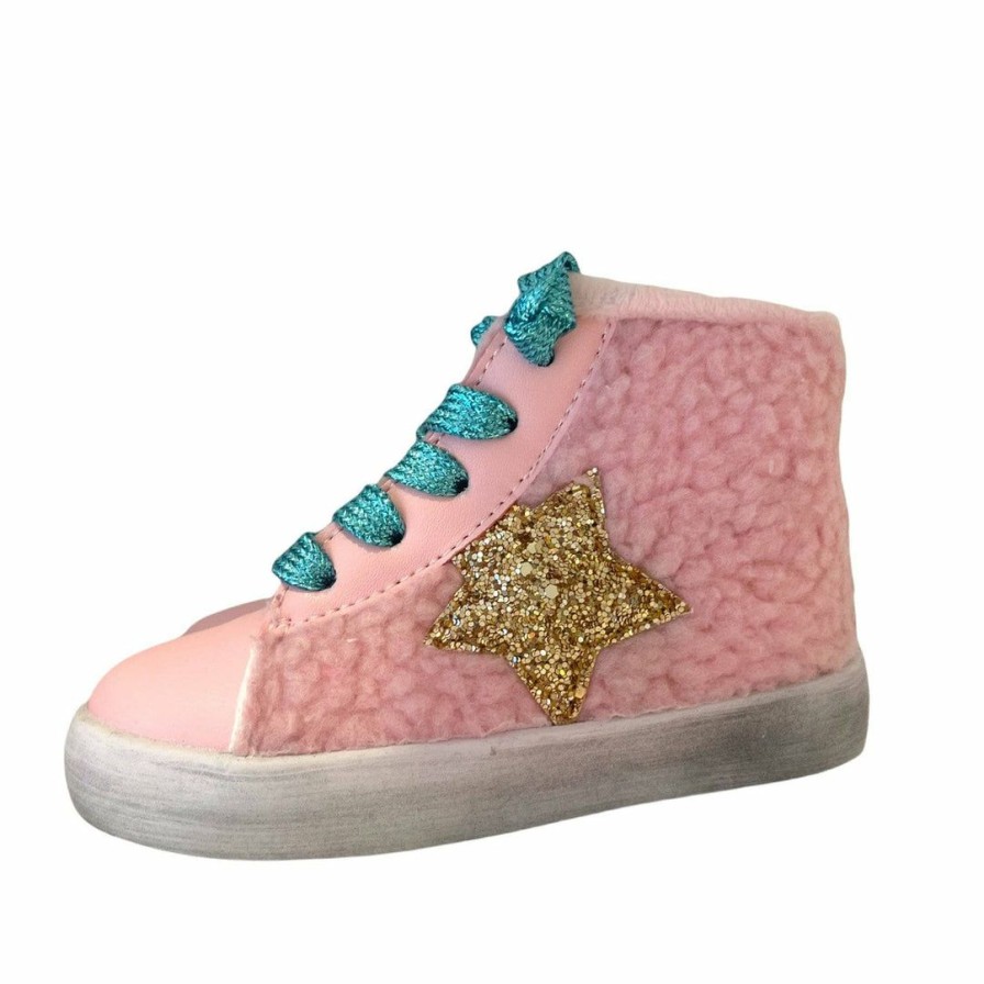 Girls * | Lola + The Boys Baby Pink Sherpa High Tops