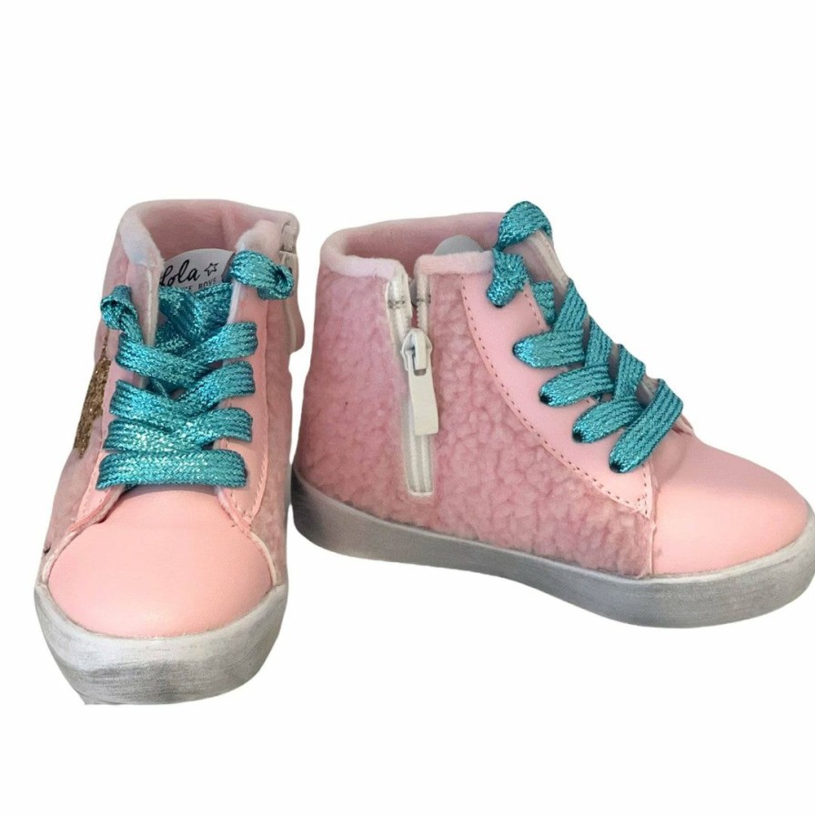 Girls * | Lola + The Boys Baby Pink Sherpa High Tops