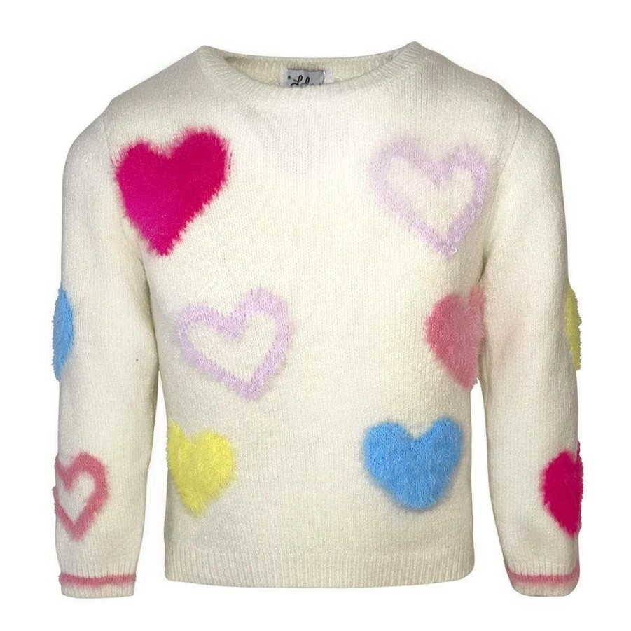 Girls * | Lola + The Boys Rainbow Hearts Sweater