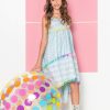 Girls * | Lola + The Boys Girls St. Barths Blue Rainbow High Low Dress