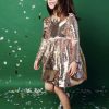 Girls * | Lola & The Boys Rose Sequin Flip Party Dress Gold