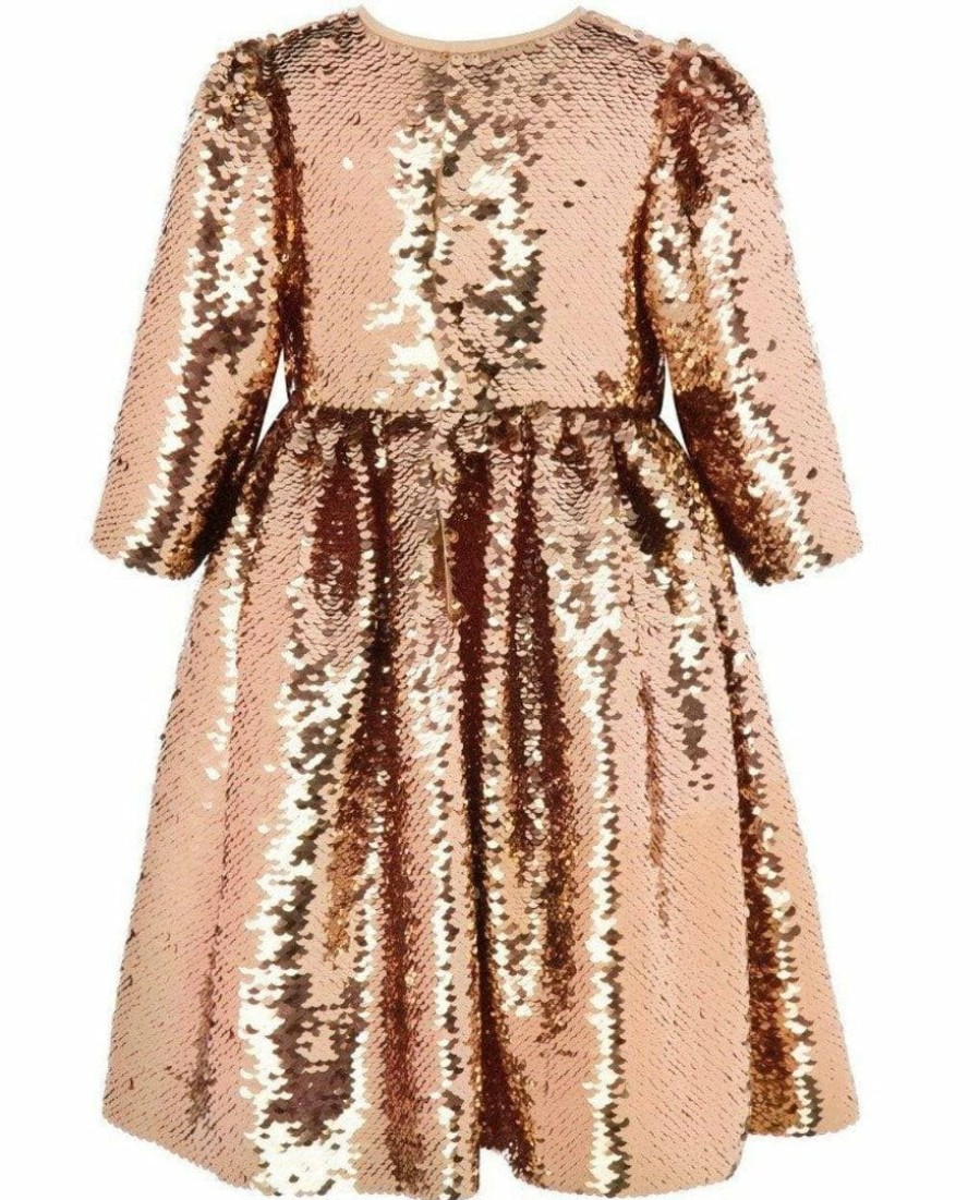 Girls * | Lola & The Boys Rose Sequin Flip Party Dress Gold