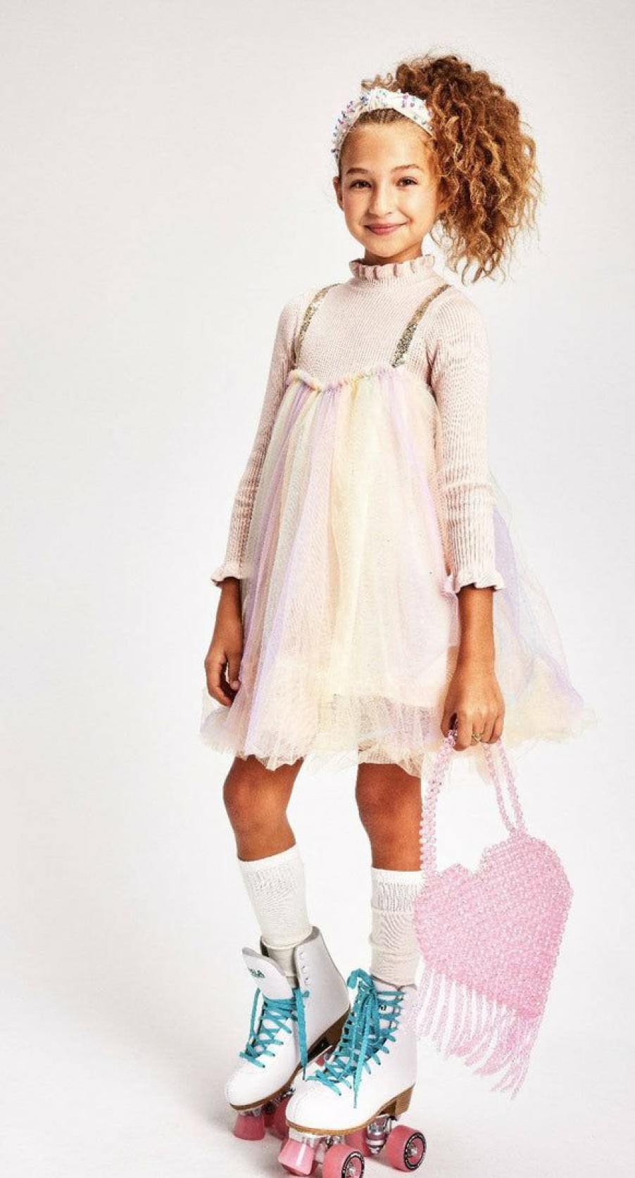 Girls * | Lola + The Boys Girls Rainbow Shimmer Tulle Dress