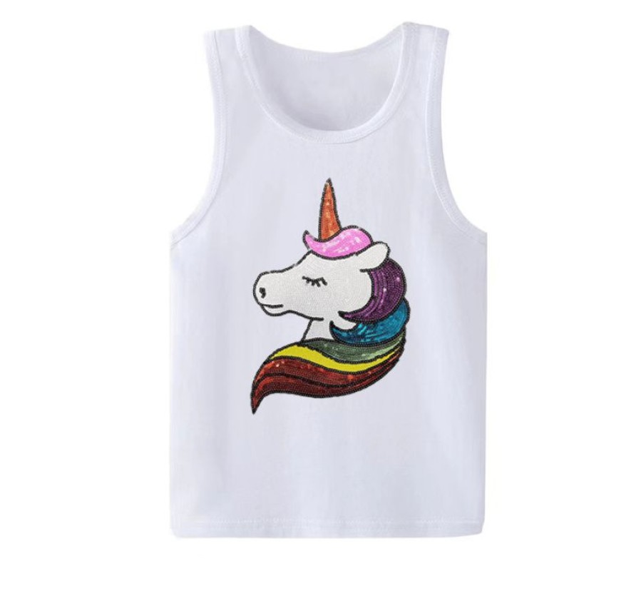 Girls * | Lola + The Boys Sequin Rainbow Unicorn Tank