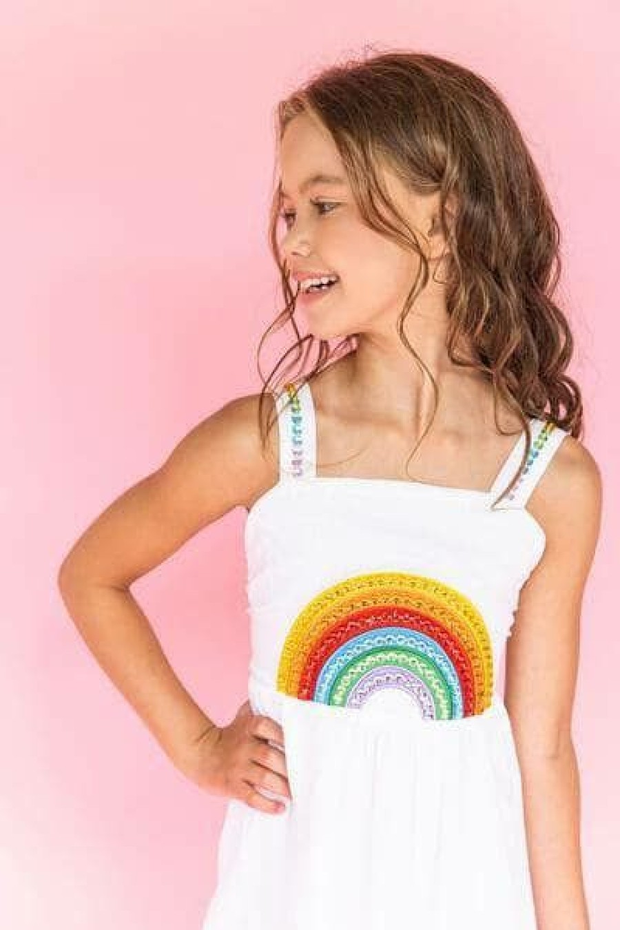 Girls * | Lola + The Boys Girls Crystal Rainbow Sun Dress