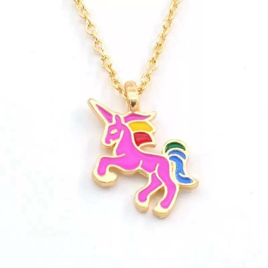 Accessories * | Lola + The Boys Gold Unicorn Necklace Jewelry